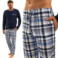 Herren Schlafanzug Sesto Pyjama 100% Baumwolle Langarm + Pyjamahose Nachtanzug