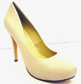 LACEYS 'Quibble' Damen Retro Leder High Heels Schuhe Elfenbein UK 5,5/39 EU X4E
