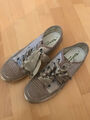 Tamaris active Sneaker low 41 gold beige Leder Satinbänder Reptiloptik wNEU