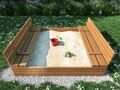 Sandkasten Sandbox mit Deckel SITZBÄNKEN HOLZ Sandkiste 120x120CM