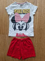 Minnie Maus Zweiteiler, Set aus Shirt und Shorts, Größe 98/104