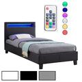 Polsterbett Einzelbett Jugendbett Bettgestell mit LED 90 x 200 cm