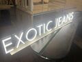 Leuchtreklame " Exotic Jeans " Schriftzug Kaltweiß - Für Einzelhandel