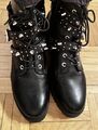 Nieten Boots Stiefeletten Schwarz Silber glitzernd Stiefel Biker Rock Punk Schuh