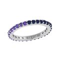 2 mm runder Damenring aus 925er-Sterlingsilber mit Amethyst und blauem Saphir