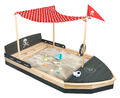 Piratenschiff Sandkasten aus Holz Boot Sandkiste Sandbox mit Sonnensegel 2m lang