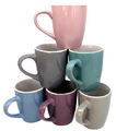 Kaffeetassen bunt Keramik Kaffeebecher Kaffee Tassen Henkel 6er Set einfarbig