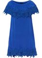 Neu Carmen-Kleid Gr. 44/46 Edelsteinblau Freizeitkleid mit Spitze Kurzarm-Dress