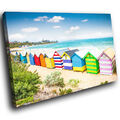 SC558 Bunte Strandhütten Retro Landschaft Leinwand Wandkunst Großbilddrucke