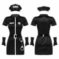 Damen Sexy Polizei-Uniform Polizist Halloween Karneval Kostüm mit Handschellen