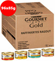 PURINA 96 x 85g Katzenfutter Nass GOURMET Gold Raffiniertes Ragout in Sauce