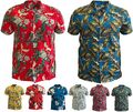 Herren Hawaii Shirt Surfen Blumenmuster Strand Urlaub Tanz Druck Hirsch Party Rockabilly 