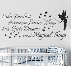 Kinderzimmer Wandaufkleber Zitat - wie Sternenstaub Feen Flügel Mädchen Träume magisch 