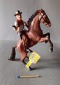 Plastoy Figur mit Schild Cowboy rotes Halstuch mit Pferd braun  Wild West