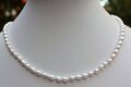 A24 50 cm Echt Süßwasser Perlen Schmuck Perlenkette Halskette Kette Collier mknj