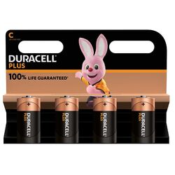 4 x Duracell Batterien Baby C LR14 MN1400 Alkaline 1.5V Plus, Extra Life