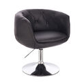 B-Ware Panama Retro Loungestuhl Cocktailsessel Schwarz Kunstleder Tellerfuß