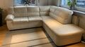 Leder-Ecksofa mit Bettfunktion in Creme (COTTA Casino) 