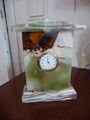 Naturstein Uhr Tischuhr Deko Grünbraune Farbe aus Marmor Stein H ca.14 cm Top   