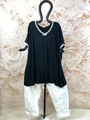 AD4709 Adia Fashion Shirt mit V-Ausschnitt Schwarz mit Spitze XL 54 56