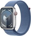 Apple Watch Series 9 45 mm Aluminiumgehäuse silber am Sport Loop winterblau [Wi-