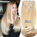 100% Echthaar Clip In Remy Haarverlangerung Extensions Glatt 8 Tressen Dick Lang