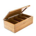 Teebox Teekiste Bambus 4 Fächer mit Deckel Teedose Holz Teebeutelbox Bambuskiste