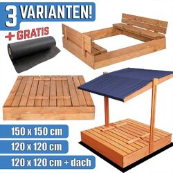 Sandkasten Sandbox mit Deckel SITZBÄNKEN Holz Sandkiste 150 , 120 , 120 + dach !3 VARIANTEN ✅ Imprägniert ✅ Holz ✅