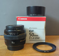 Canon EF 50 mm F/1.4 USM Objektiv - Zubehörpaket - Geli, Filter, Filter-Adapter