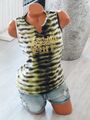 Shirt M 38 40 Zebra weiß gold grün Tank Top Yoga Hemd Bluse Jacke Tunika