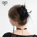 Devil Fashion Women Black Gothic Three-Dimensional Flower Feather Hair Clip