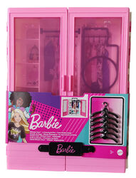 Mattel GBK11 Barbie Traum Kleiderschrank zweitürig Tragegriff Kleiderbügel pink
