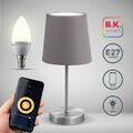 Tischleuchte Smart Home Stoff Nachttisch-Leuchte WiFi Wohnzimmer E14 grau App