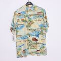 Hemd Hawaiian Go Barefoot Gr. M (Cod.EBAY2000) Beige Vintage Hergestellt IN USA