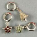 3er Set Saphir & Granat 925 Sterlingsilber Kama Weihnachten Charms 1,14 Karat