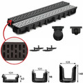 A15 Entwässerungsrinne 1,5t 1-10 Bodenrinne Tiefe 63-98-148 Classic schwarz grau