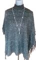 Poncho Damen Schwarz Meliert One Size ~ wie NEU