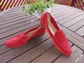 Gil Peterson Damen Schuhe Loafer Gr. 40 Halbschuhe Slipper Leder rot