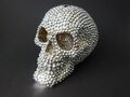 Spardose Totenkopf Skull Totenschädel Schädel Sparbüchse Silber Perlen Deko