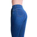 Damen Skinny Jeans Hose High Waist Taillenhose Push Up Slim Fit Bänder Stretch 