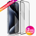 3x Full Screen Panzerfolie für iPhone 15 14 13 12 11 Pro Max Cover Schutz Glas