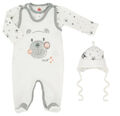 NEU Baby Jungen Mädchen Set 3-teilig Strampler Shirt + Mütze Gr. 56 62 68 