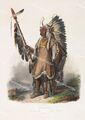 Indianer Amerika Häuptling Mandan Sioux Missouri Federschmuck Lanze Skalp Prärie