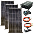 Solar Set 12V 3x130 Watt POLY Solarpanel Wechselrichter Solaranlage 30A 0% MwSt