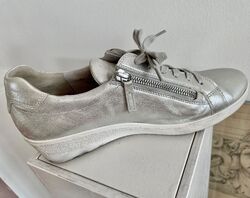 Sehr coole Gabor Sneakers, Silber, Echteder, Wedges- Keilabsatz, top!