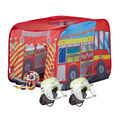 3 tlg. Feuerwehr Set, Spielzelt Feuerwehr, 2x Feuerwehrhelm Kinder, Kinderzelt