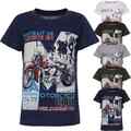 T Shirt Shirts Kurzarm Biker Rocker Print Style Strech Kinder Junge SALE