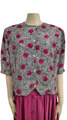 Geblümte Damen Bluse Leichtes Top Shirt Kurzarm Mehrfarbig Gr. 40 L Vintage 80s