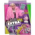 Barbie Extra Puppe flauschig rosa Jacke Mantel & Einhorn Schwein Haustier Mattel (beschädigte Box)