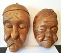 Zwei Art Deco Wandmasken OMA & OPA Handarbeit Großmutter & Großvater TOP (J592)
